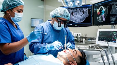 Dentist and a nurse are operating on a patient.