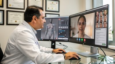 A experienced Mexican surgeon conducts a virtual consultation with an American patient.