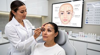 A dermatologist assessing Botox unit needs on a diverse patient's face in a Tijuana examination room.