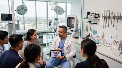 Dr. Campos Leon consulting diverse patients at Lotus Med Group clinic in Tijuana.