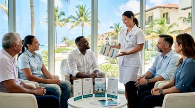 Diverse patients receive HGH consultations at a clinic in Cancun, Mexico.