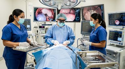 Mexican surgical team performs mini gastric bypass on an American patient in a state-of-the-art operating room.