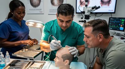 Mexican surgeon demonstrates DHI technique using a Choi Implanter to an American patient.