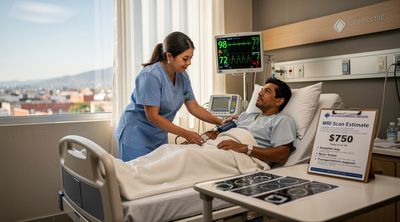 Nurse caring for HSCT patient with additional cost documents.