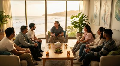 Group therapy session for ibogaine aftercare support.