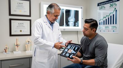 Mexican surgeon showing certifications to American patient in Puebla.