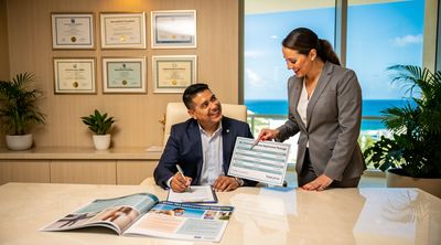 Patient signing all-inclusive knee replacement package in Cancun.