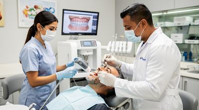 A dental team performing an implant procedure for an international patient in Colombia.