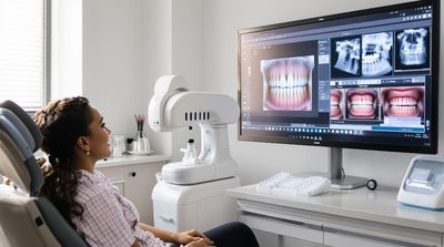 Mexican orthodontist using 3D scanner for Invisalign consultation with patient.