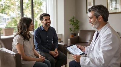 American couple discussing warranties with Mexican endodontist for crowns.