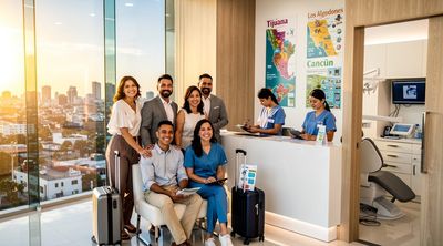 Diverse patients enjoy dental tourism services at a Tijuana veneer clinic.